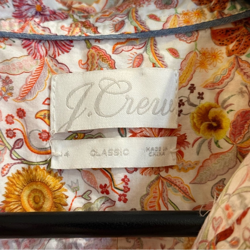 J. Crew Classic Fit Organic Cotton Popover Shirt Liberty Garden of Life Size 4 - Picture 5 of 8